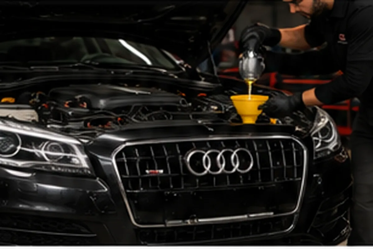 Audi receiving fluid and maintenance service